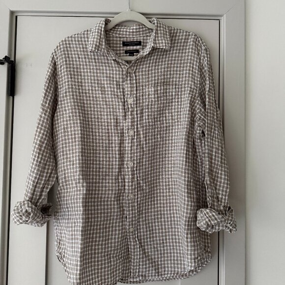 Banana Republic Blue Plaid Shirt Men's Medium Long Sleeve Spread Collar - Picture 5 of 5